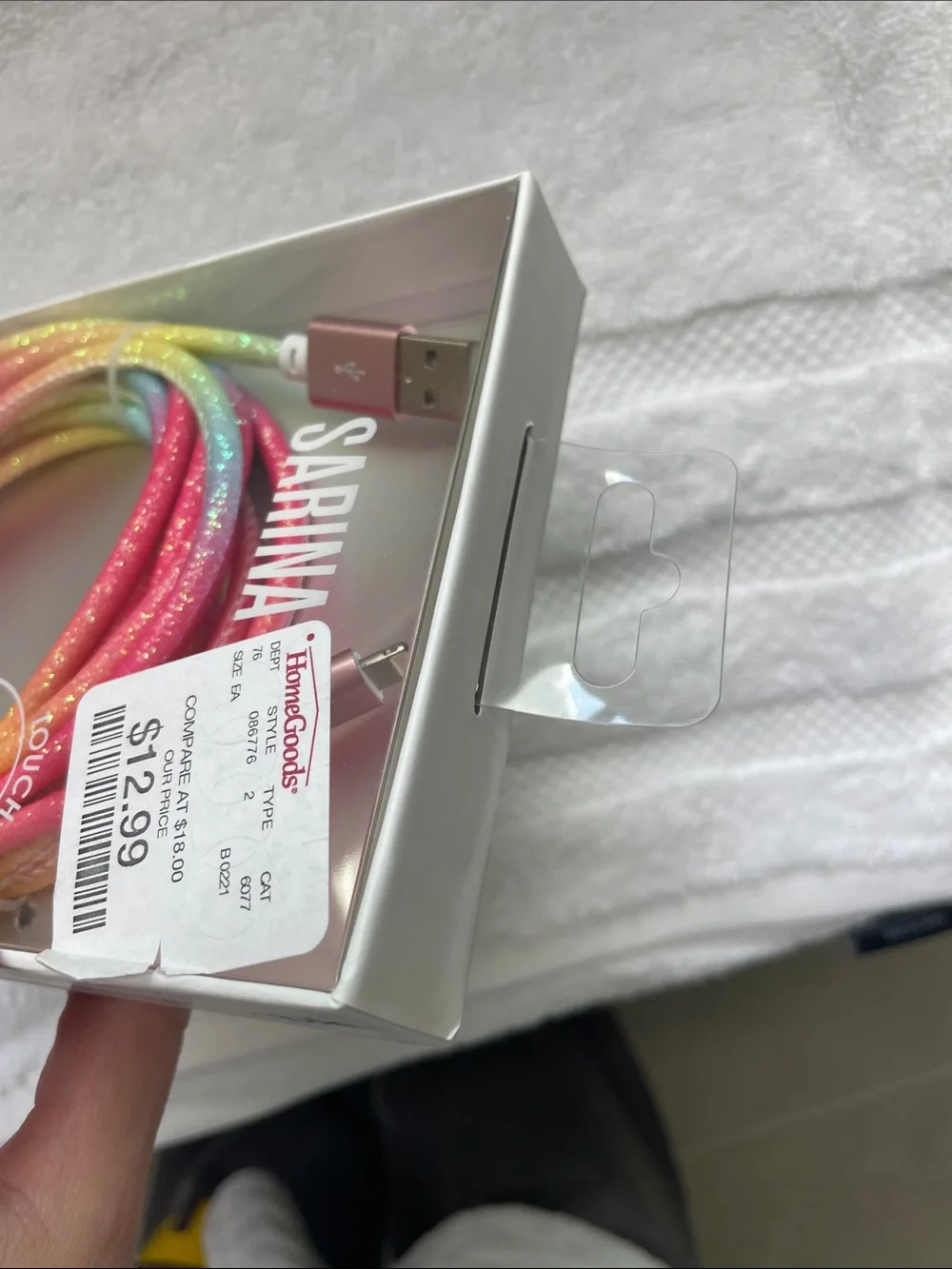 BRAND NEW Sarina Glitter Rainbow USB to Lightning Cable for iPhone - 10ft